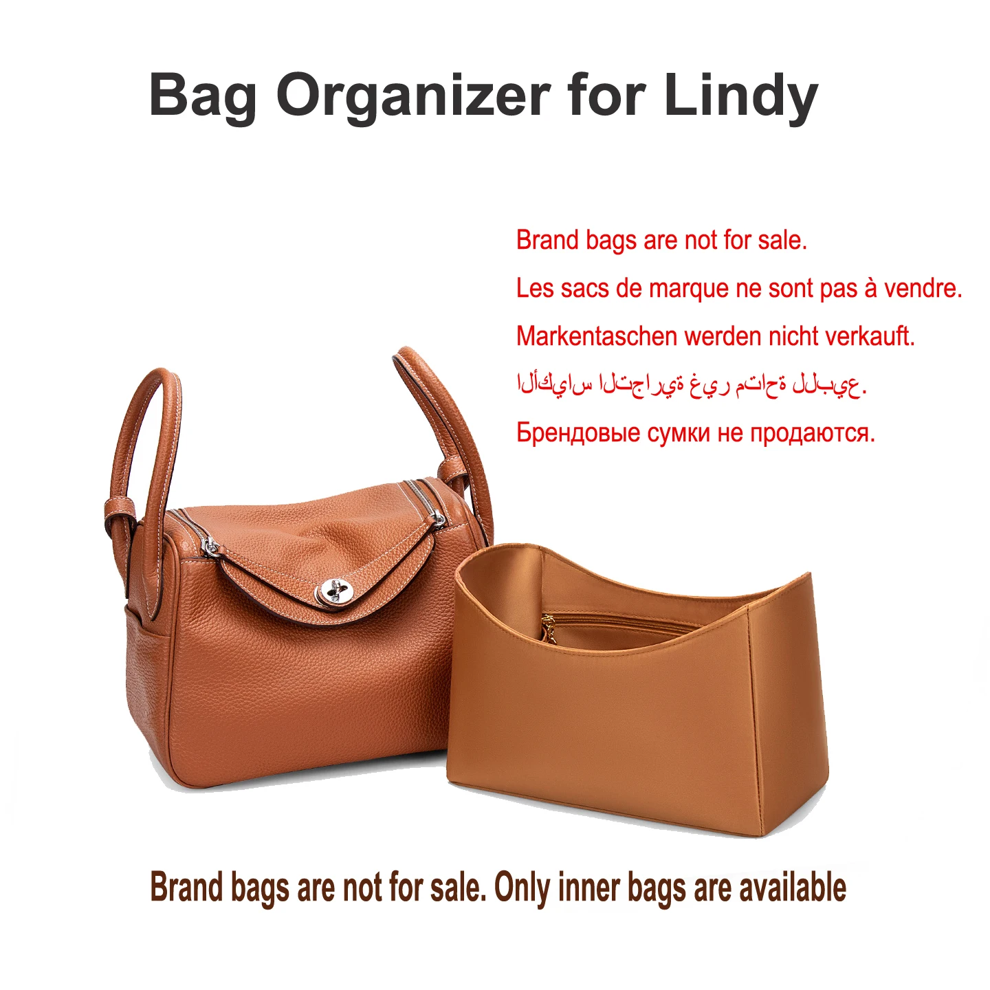 Satin Bag Organizer Insert 2.0 For Lindy Bag Smooth Silk Fabric Handbag Inner Liner Multi Pocket Purse Shape Holder Organizer