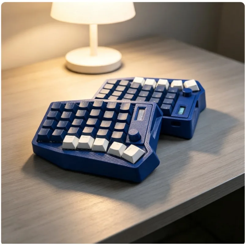 Customized Split Mechanical Keyboard with 5 Joystick Sets and 58 Keys, Bluetooth Wired Dual-mode Hot Swappable Keyboard