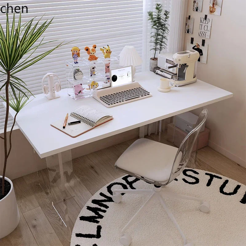 Escritorio acrílico suspendido W5.19 para computadora, mesa larga para estudio en casa o dormitorio, mesa de maquillaje, escritorio para escribir
