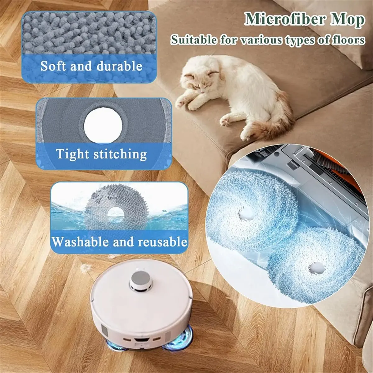 

Комплект аксессуаров (ABPO) для робота-пылесоса Roborock Qrevo Curv: основная и боковые щетки, HEPA-фильтр, салфетки для влажной уборки, мешки для сбора пыли, запасные части.