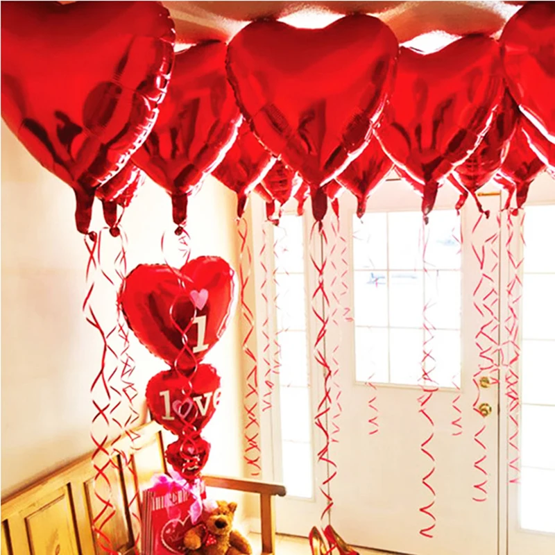 

10Pcs/lot 18 Inch Heart-shape Balloon Wedding Decor Aluminum Foil Balloon Wedding Room Birthday Party Decoration Layout Balloons