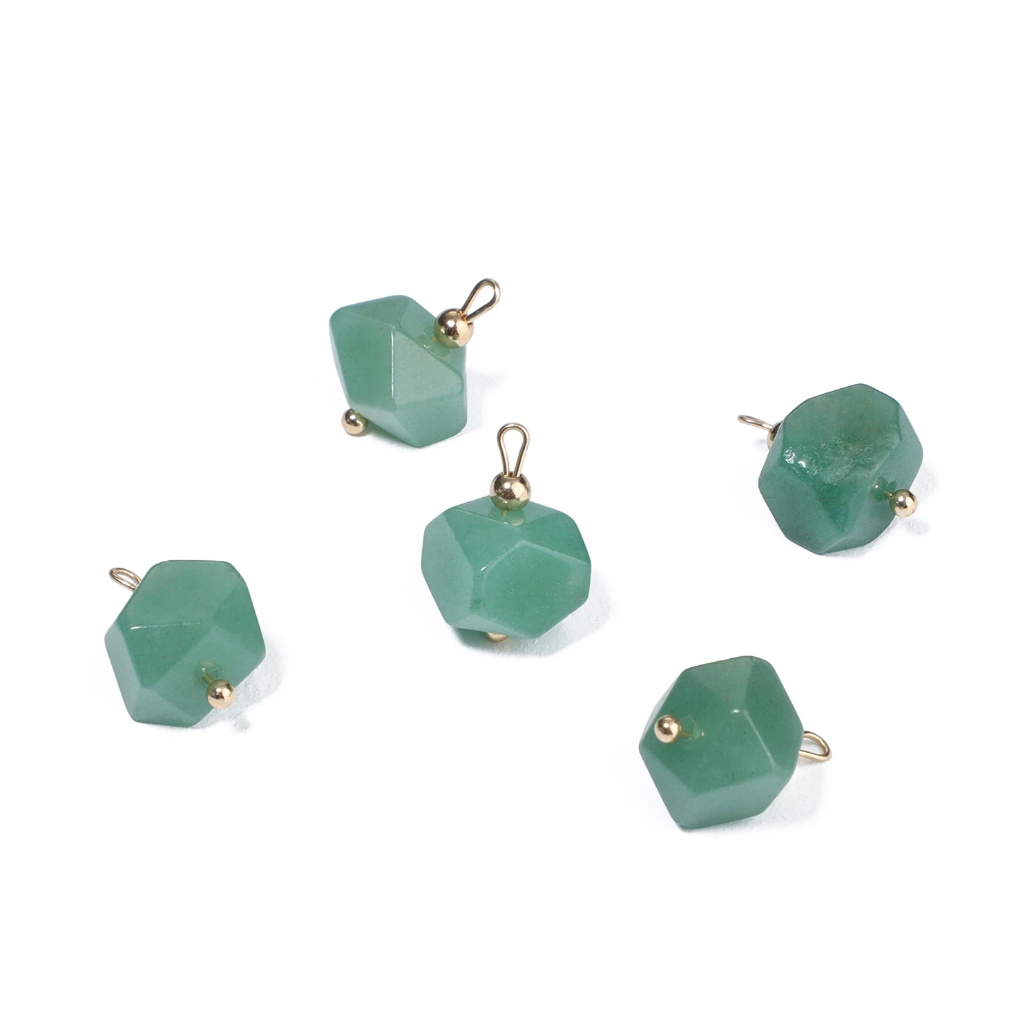 5PCS Natural Stone Polygon Semi-precious Pendant Charms
