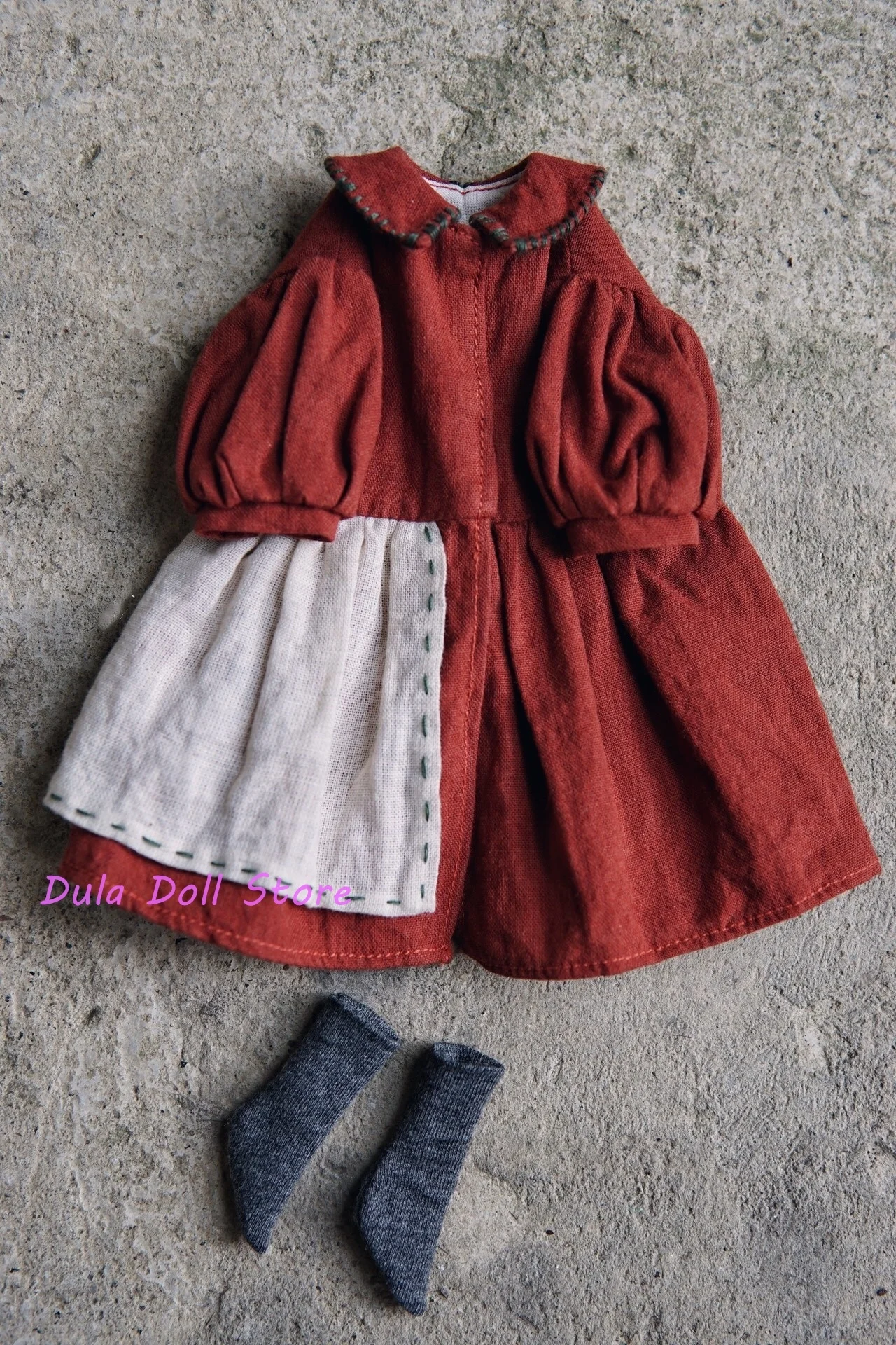 

Одежда для кукол Dula 2026: Красное лоскутное ретро-платье для Blythe, OB24, OB22, Landoudou, Landazz, Azone, Licca, ICY, JerryB, кукол 1/6