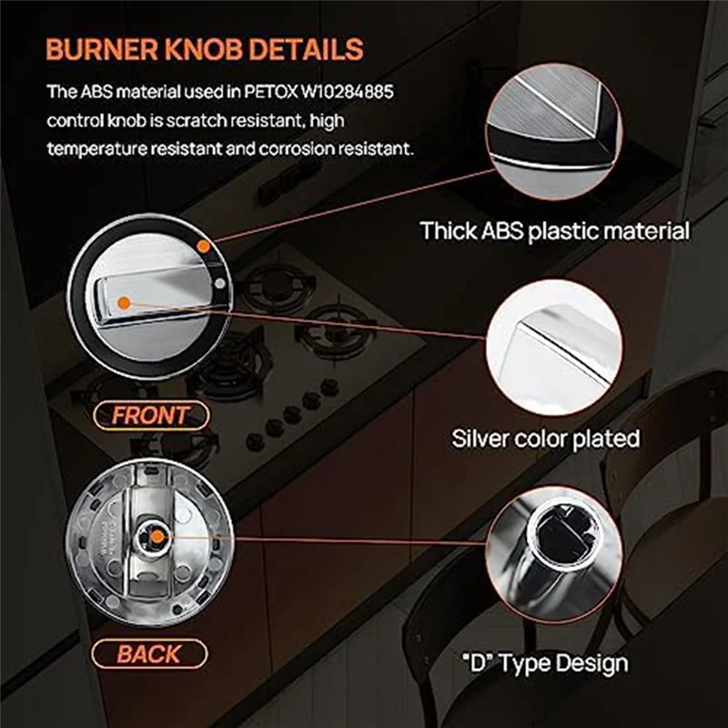 W10284885 substituição do botão do queimador, apto para o forno de fogão a gás Whirlpool, substitui WPW10284885 AP6018699 PS11752001