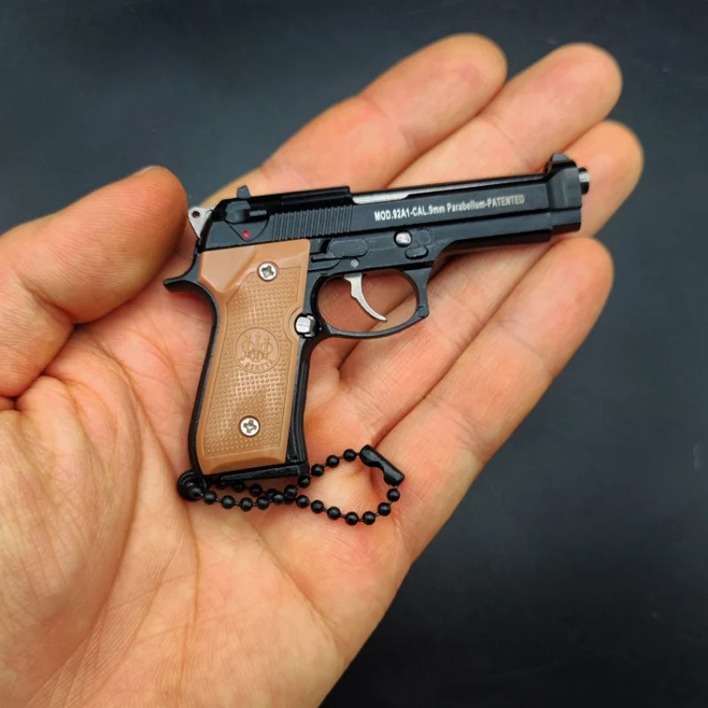 Premium Alloy 92F Style Tactical Toy Gun Keychain - Full Metal Pistol Model Key Chain with Key Ring, Cool Keychains Gift