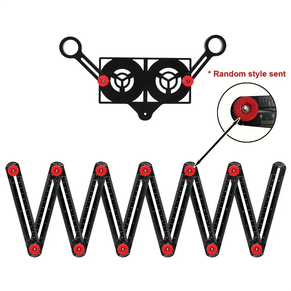 1Pcs 6/9/12 Folds Multi Angle Ruler Finder Perforated Mold Tile Hole Measuring Ruler Aluminium Alloy Universal