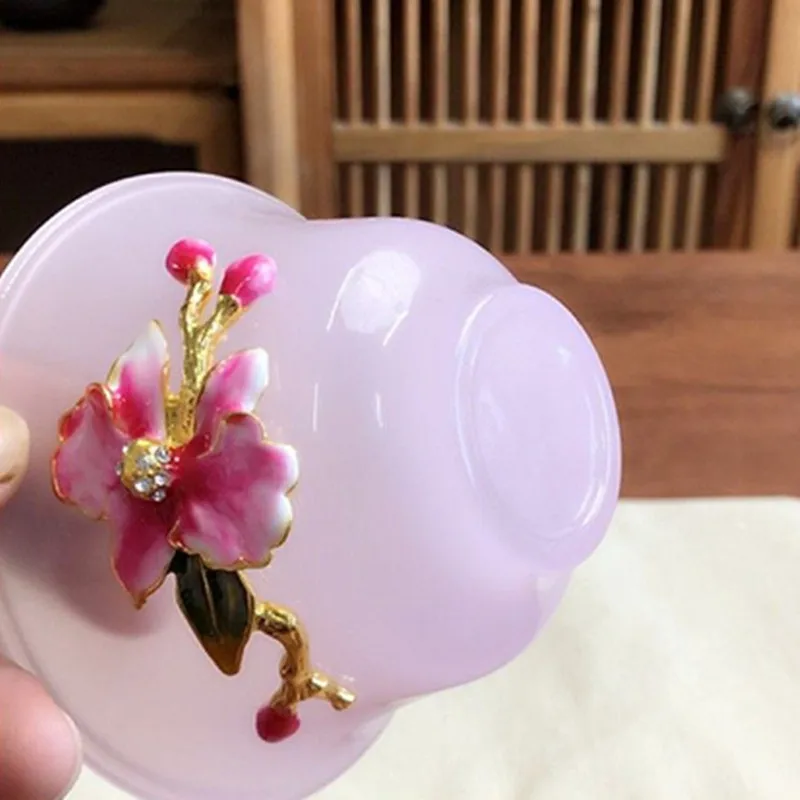 اليشم الخزف طقم شاي زجاجي 150 مللي Gaiwan الشاي Tureen Teaware كوب رئيسي السلطانية الإبداعية ديكور الحرف هدية عيد ميلاد الكؤوس