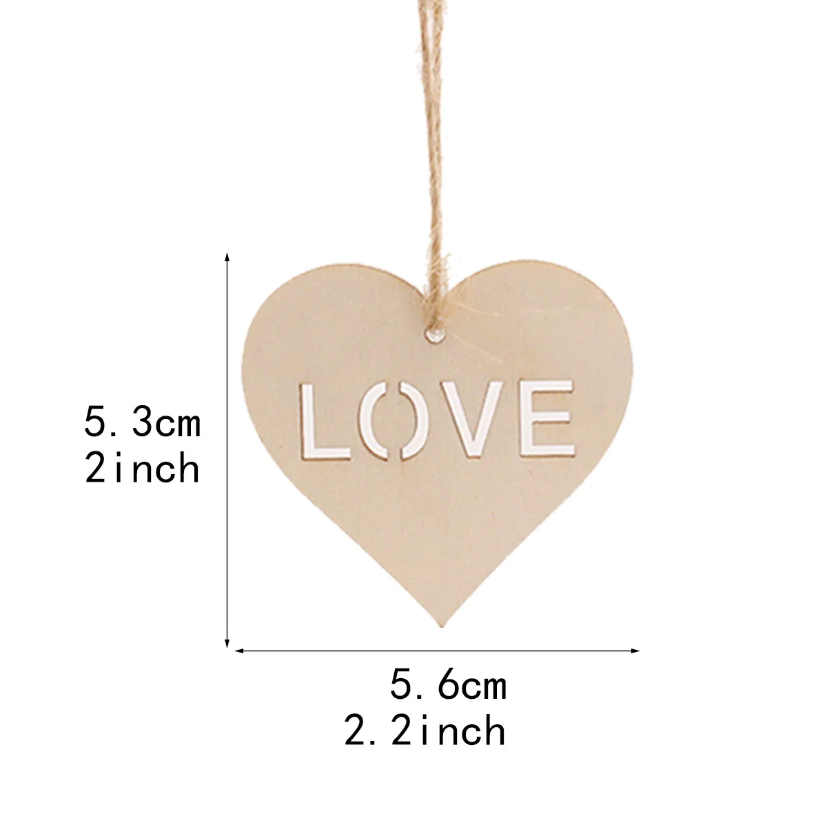 10szt 56x53mm Wood Love Hollow Heart Tags Charms With Jute String For Wedding Ornaments Decorations Blank DIY Valentine\'s Day De