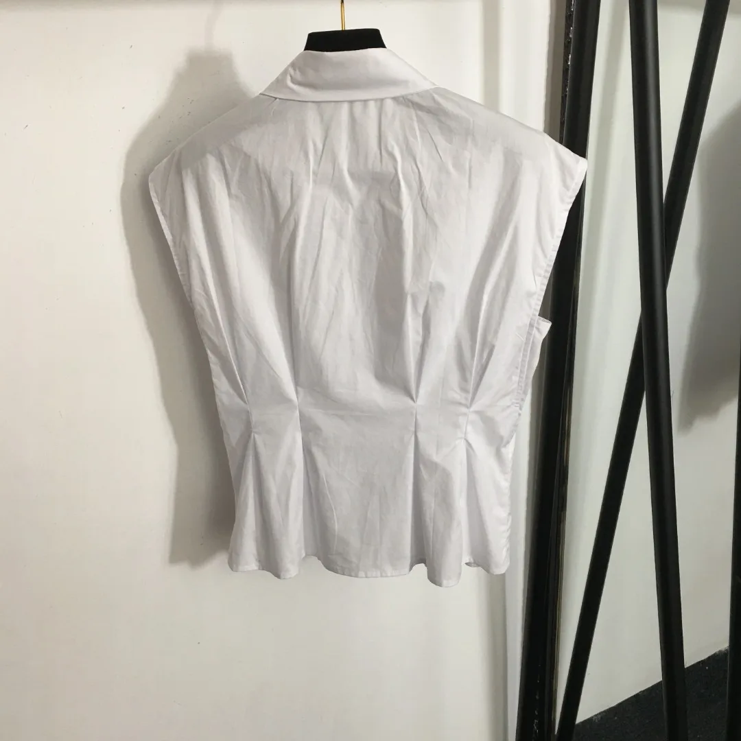 

24 New Female Pure Lady Decoration Sleeveless Vest Blouse, White, Black,