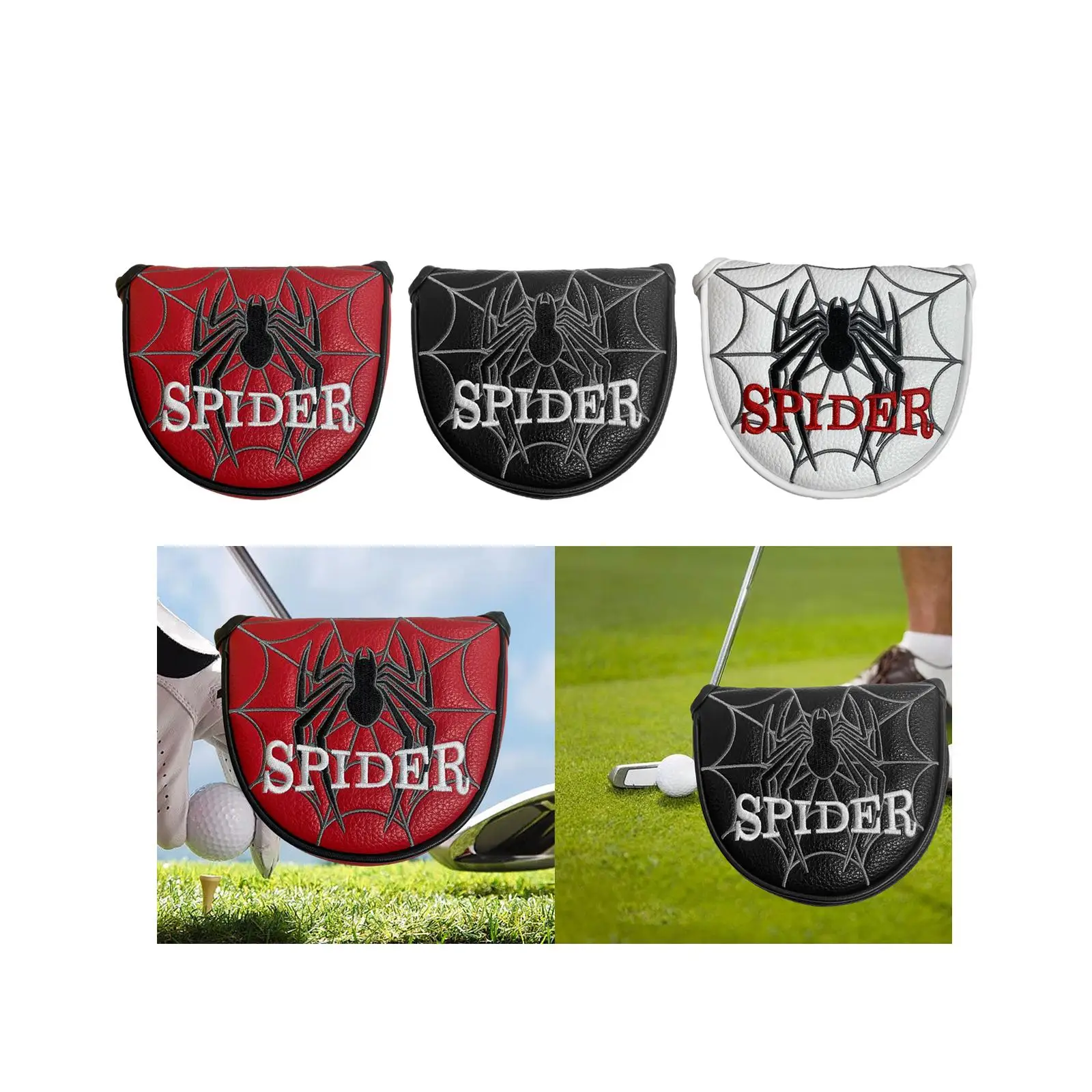 Golf Mallet Putter Head Cover Magnetic Plush Inner Lining Golfer Equipment