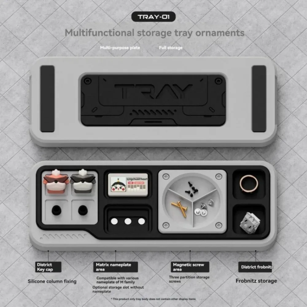 Tray01 Keyboard Keycap Storage Case Tray Multi Functional Keycap Box Customizable Nameplate Display for Mechanical Keyboard Gift