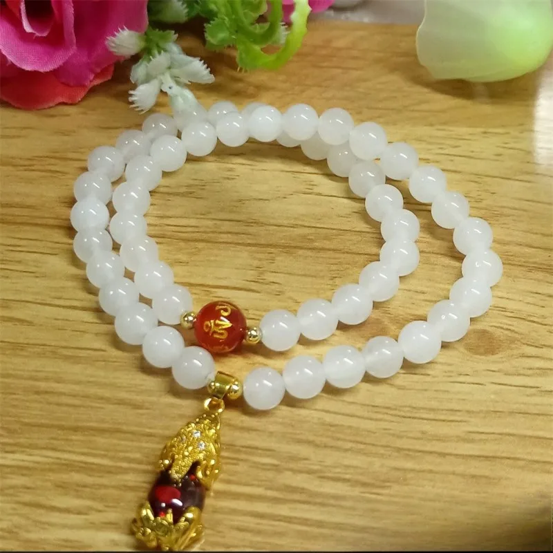 Natural Gold Silk Jade Transfer Beads Attract Wealth and Treasure Pixiu Bracelet Fashionable Versatile Men's Women's Bracelet