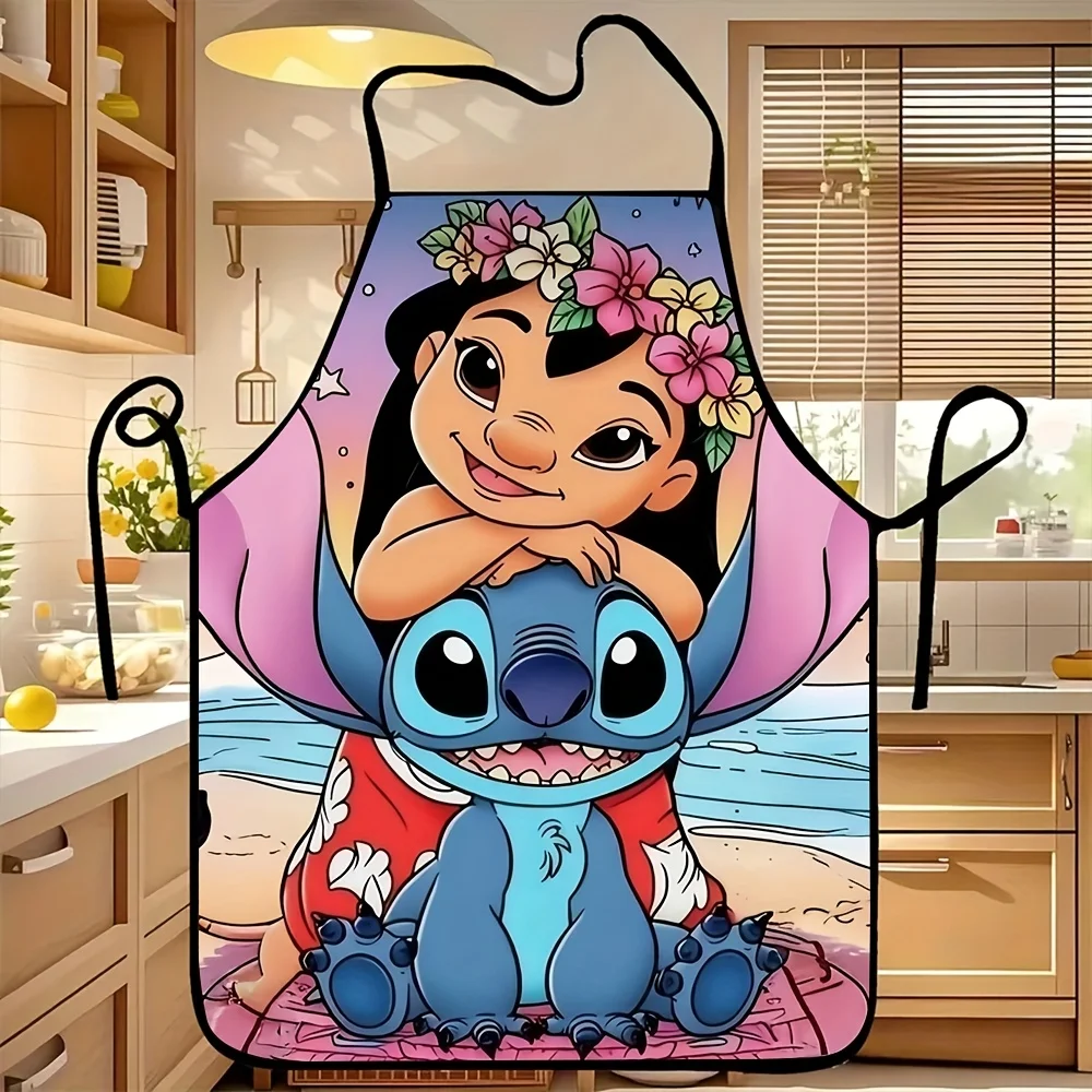 

Цельный фартук Disney Stitch Pattern - дизайн лица зеленой лягушки на черном фоне, идеально подходит для изготовления поделок, выпечки, рисования, кухни и бытовой уборки, кухонных принадлежностей