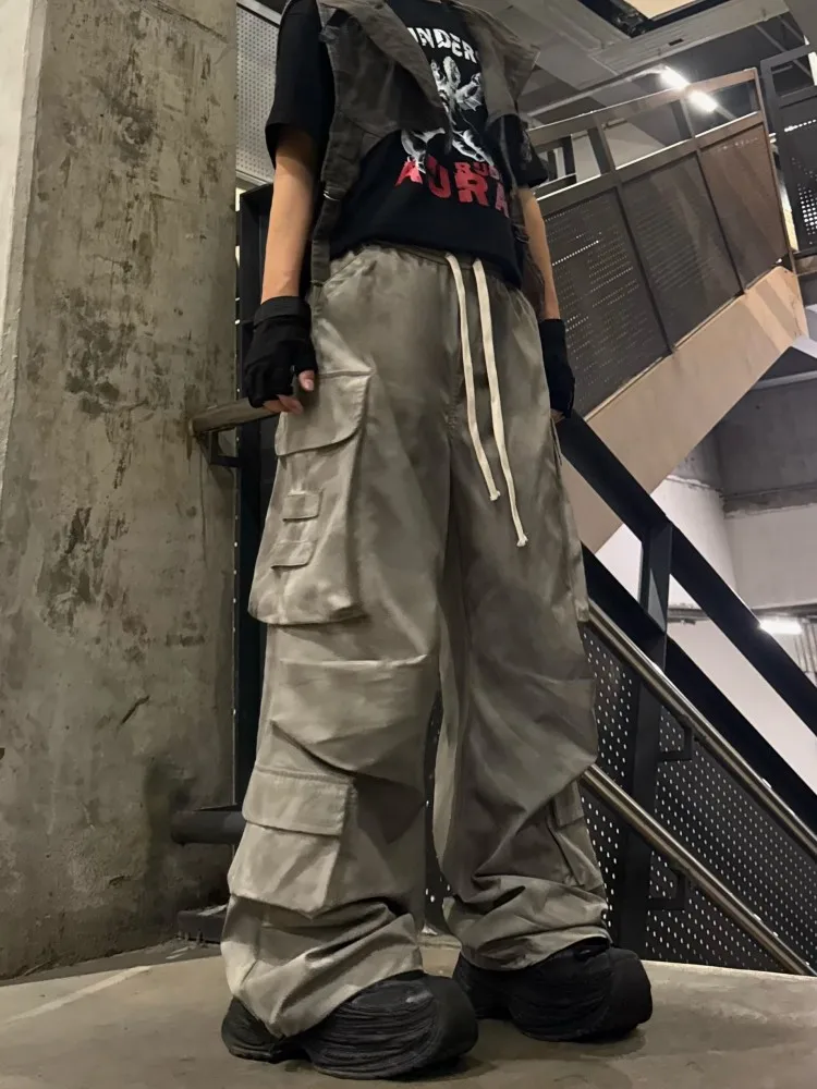 

Брюки для спецодежды ey High Street с широкими штанинами и широкими штанинами для уличных танцев, потертые повседневные брюки для подростков и молодежи...