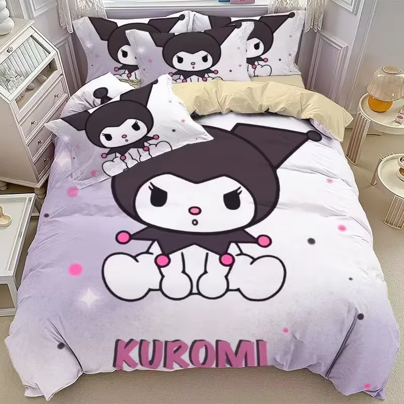

Комплект постельного белья Kuromi с героями мультфильмов, одеяло Kuromi, пододеяльник с 3D принтом кролика, мягкий полиэстер для детей, девочек и взрослых