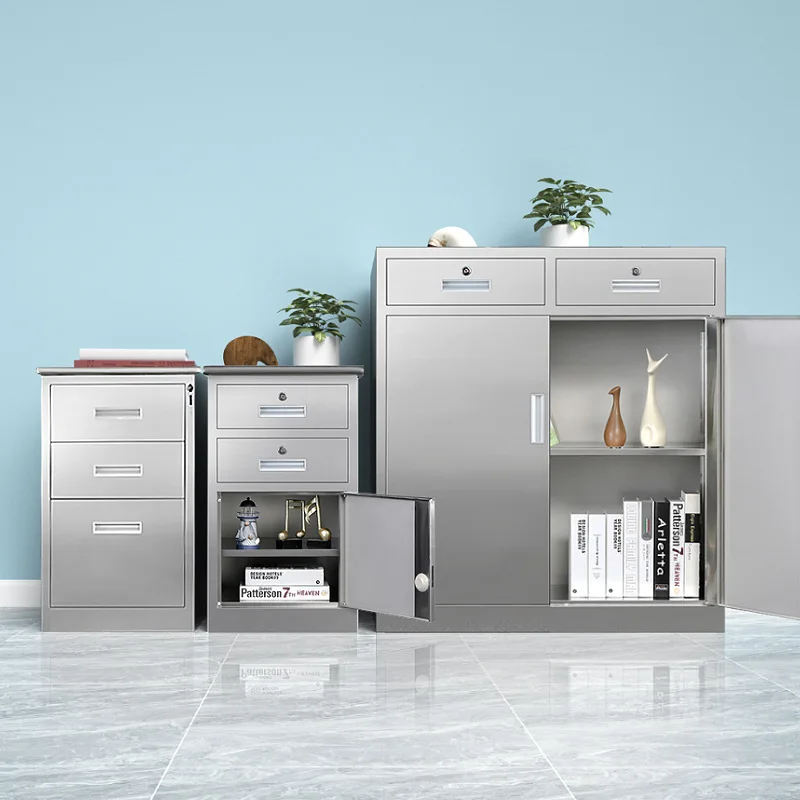 Stainless steel file cabinet, bedside table, movable cabinet with lock drawer, medical locker, one bucket, one door, small