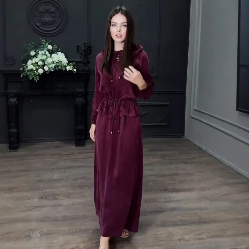 

A Two-piece Set Sleeveles Loose and Elegant Long Dress with Lantern Sleeves and Strappy Coats Cross-border Trade Europe America