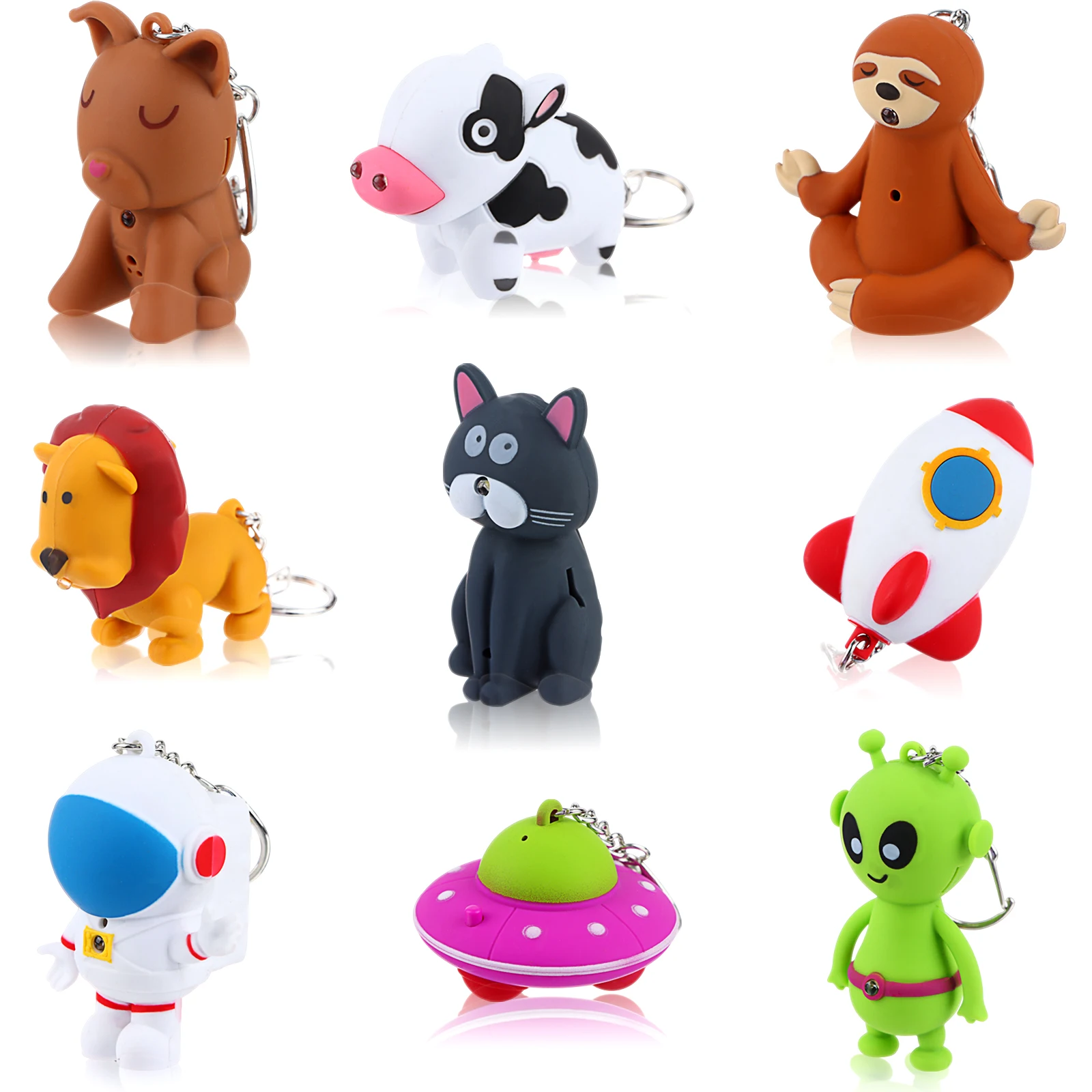 

9 Pieces Nurse Flashlight Pediatric, Nurse Flashlight Keychain, Animal Flashlight Puppy Keychain Lion Cow Sloth Cat Astronaut Ro