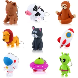 9 Pieces Nurse Flashlight Pediatric, Nurse Flashlight Keychain, Animal Flashlight Puppy Keychain Lion Cow Sloth Cat Astronaut Ro