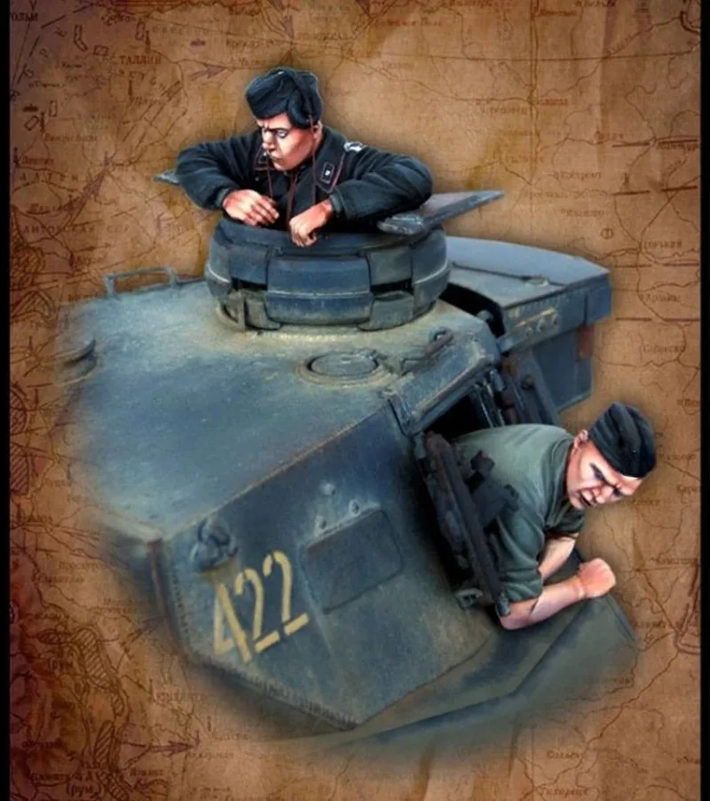 1/35 Scale Resin Figure Model Kit modeling Military Tank Crew Two-Person Miniature Toy Unassembled and Unpainted DIY Diorama