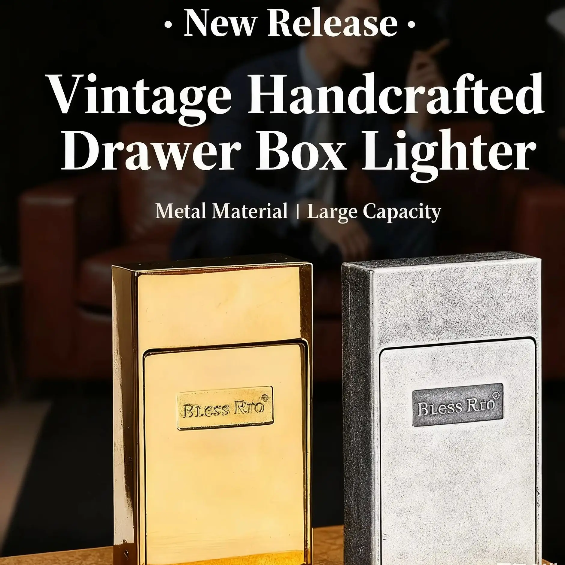 Handmade Metal Antique Oil Lighter Drawer Petrol Lighter Matchbox Drawer Design Fun Creative Cool Lighter Gift Collect