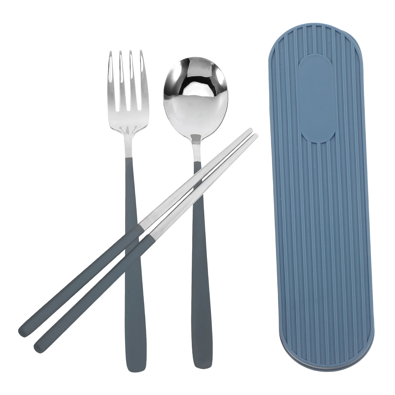 

1 set 1 Set Portable Utensils Set Stainless Steel Fork Spoon Chopsticks For Travel Camping Picnic Reusable Silverware With Case