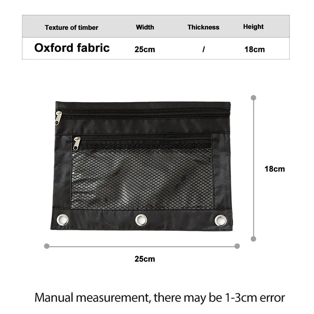 Double Zipper Pencil Pouch Case  Binder Zipper File Storage Oxford Cloth Stationery Storage Bag File Pocket Waterproof Pen Bag ﻿