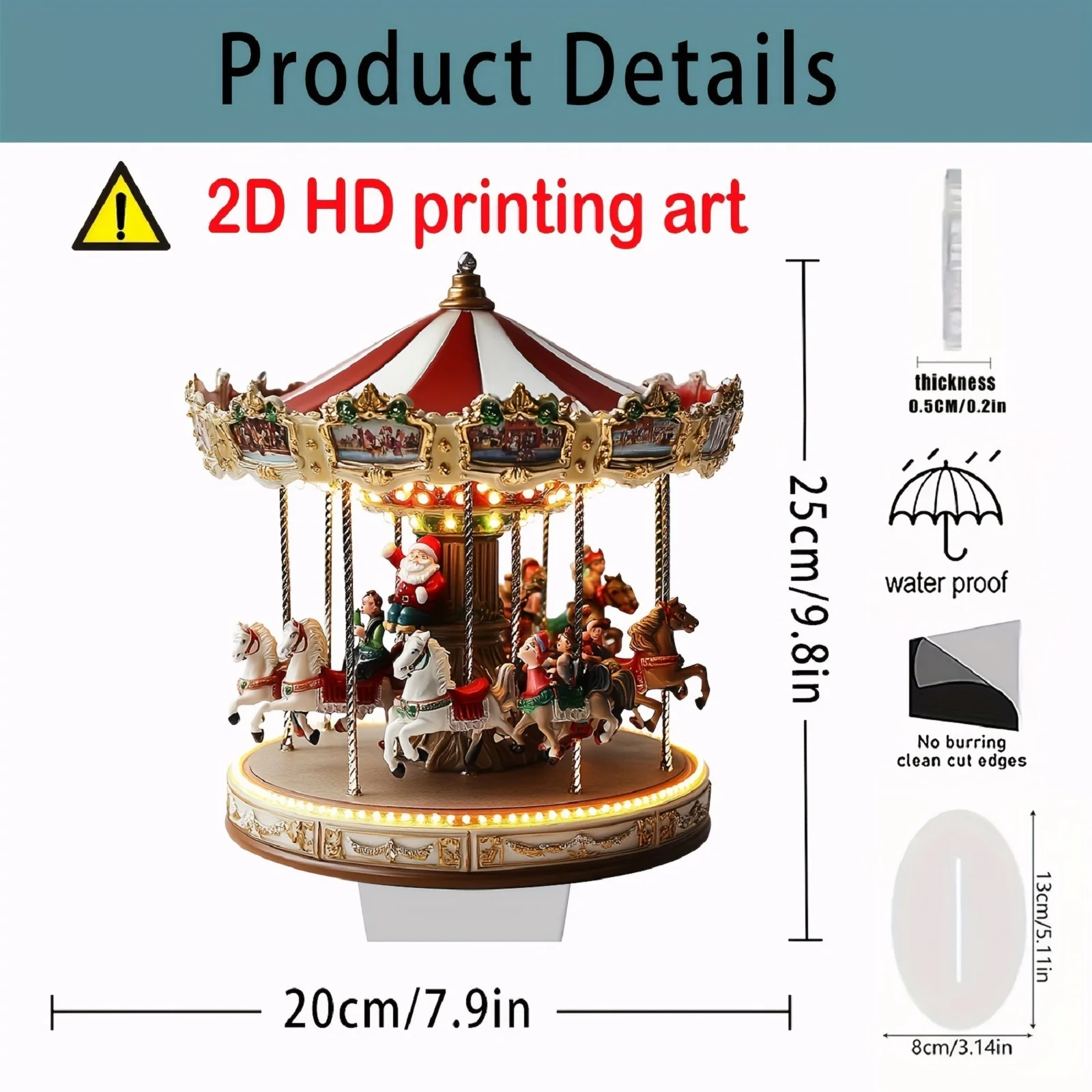 2D Carousel Acrylic Decoration Ornament Tabletop Figurine Home Party Desktop Display Decoration Craft for Kids