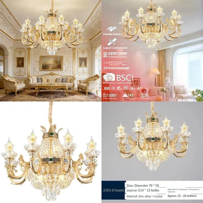 for  Luxury Crystal Chandelier Adjustable Height Hanging Light  Wedding Reception Classic Villa Home Office Hall Hotel