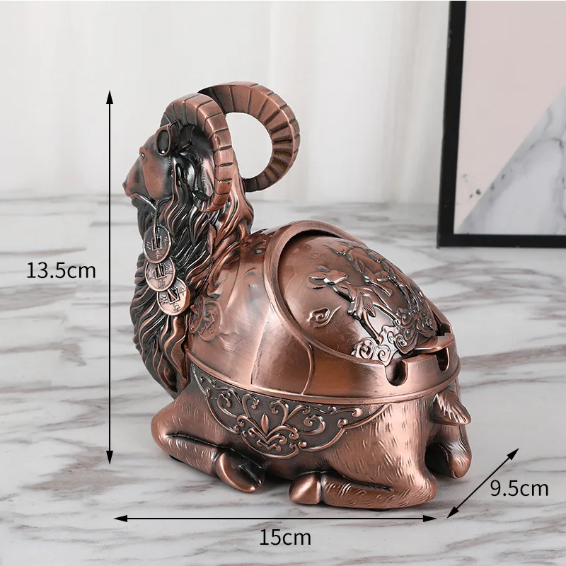 Lovely goat animal retro metal ashtray creative personality tea table car fashion ashtray