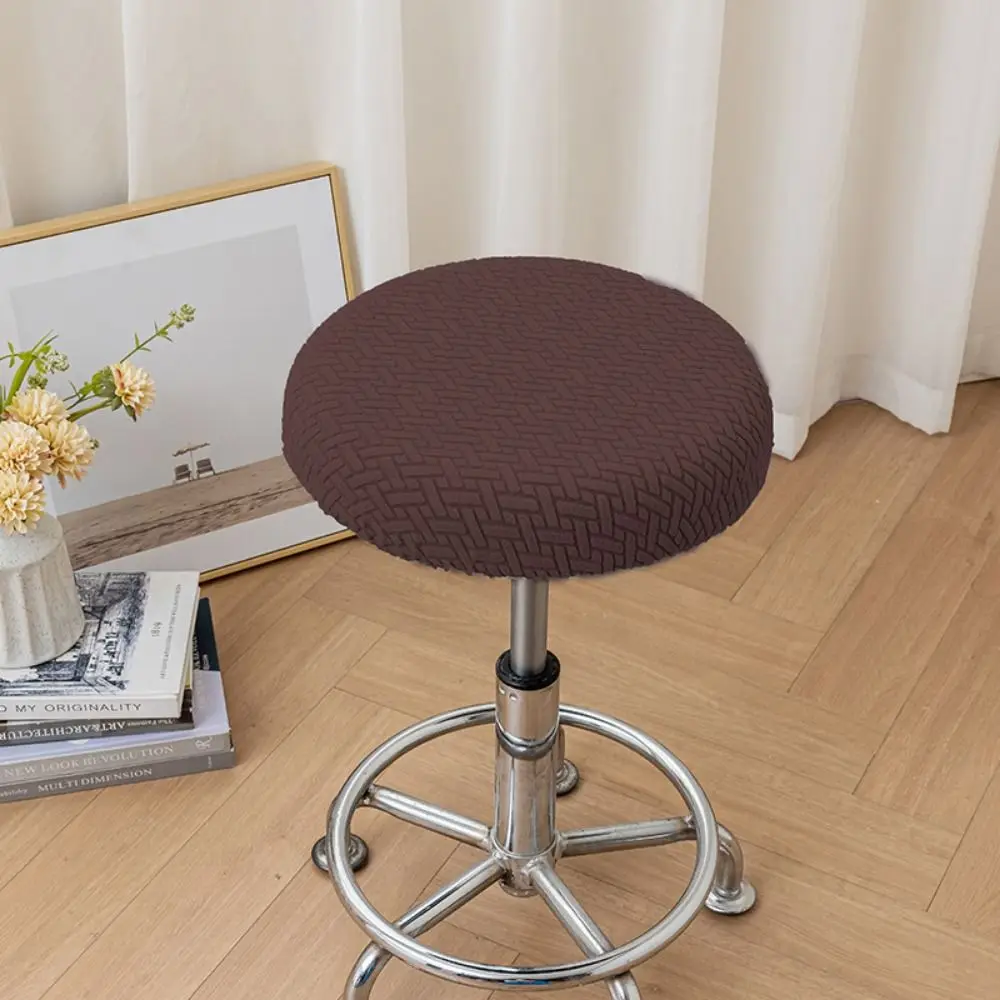 Stretchable Bar Round Stool Cover Soft Solid Color Chair Slipcover Washable Breathable Round Stool Seat Cover Home Use
