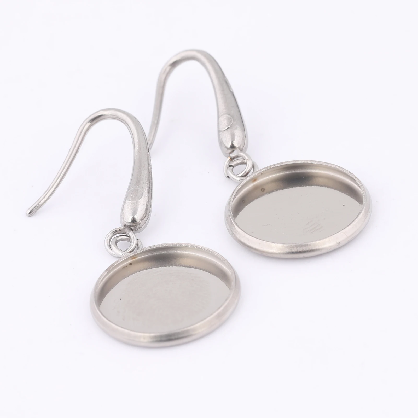 10 pezzi di orecchini in acciaio inossidabile con gancio per filo, adatti per orecchini cabochon da 12 mm, impostazione base spazi vuoti, creazione di gioielli fai da te