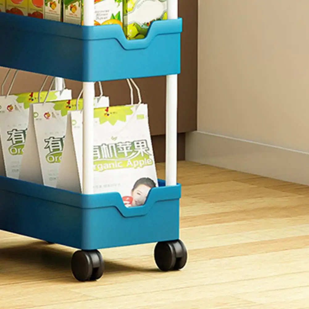 Spice Rack with Wheels Four-tier Rolling Cart 4-tier Rolling Storage Cart with 360-degree Wheels Slim Mobile for Kitchen
