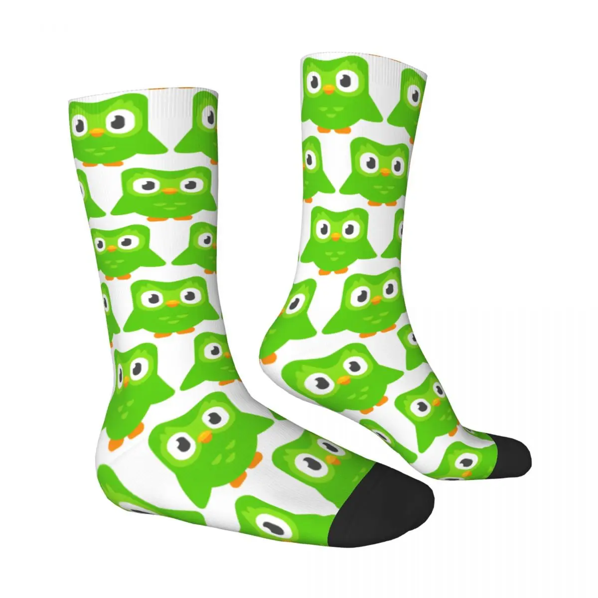 Duolingo Owl Duo Logo Socks Novelty Stockings Men Warm Soft Skateboard Socks Winter Printed Non-Slip Socks