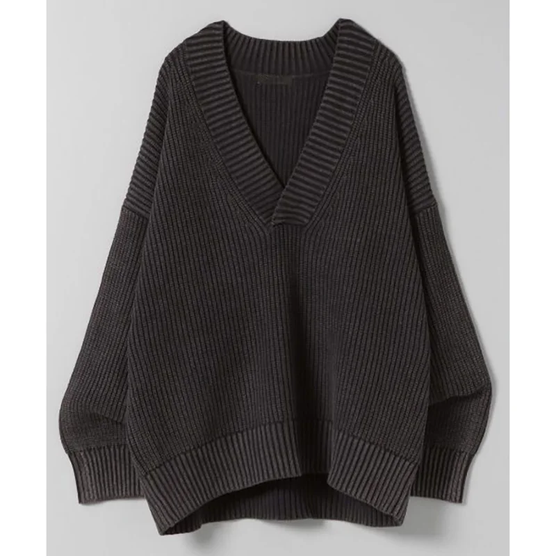 100% suéter de cachemira pura para mujer Otoño Invierno suéter de cachemira grande y grueso de colores mezclados con cuello en V para mujer