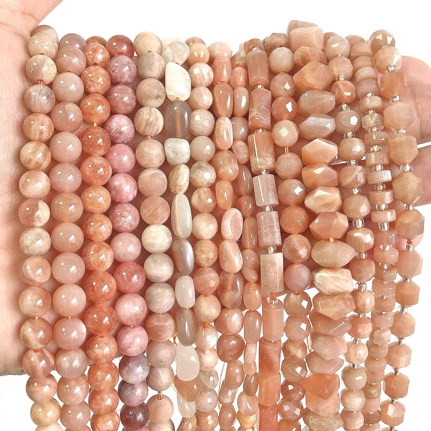 Natural Sunstone Beads Nude Color Irregular Faceted Round Loose Spacer Sun Beads for Jewelry Making DIY Bracelet Necklace