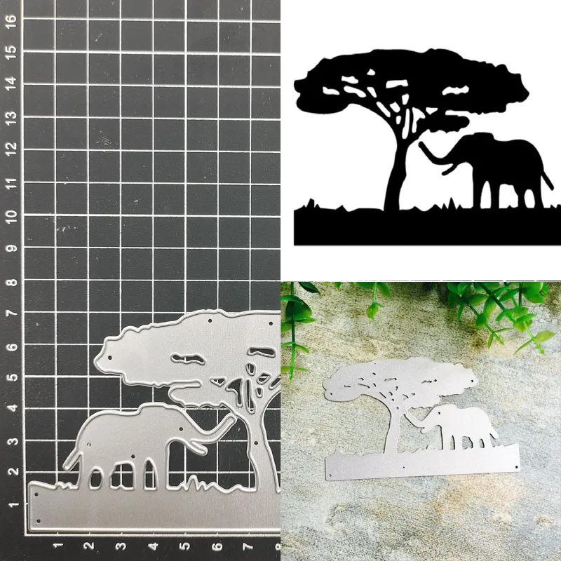 

Tree Elephant Metal Cutting Dies Stencil Scrapbook Album Stamp Paper Card Embossing Decor Craft Knife Mould