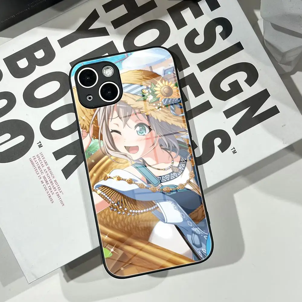 جراب هاتف من الزجاج المقسى ، Aoba Moca ، Bang Dream ، iPhone 16 ، 15 Pro Max ، 14 ، 13 ، 12 Mini Plus ، S24 ، S23 Ultra ، حافظة هاتف #4