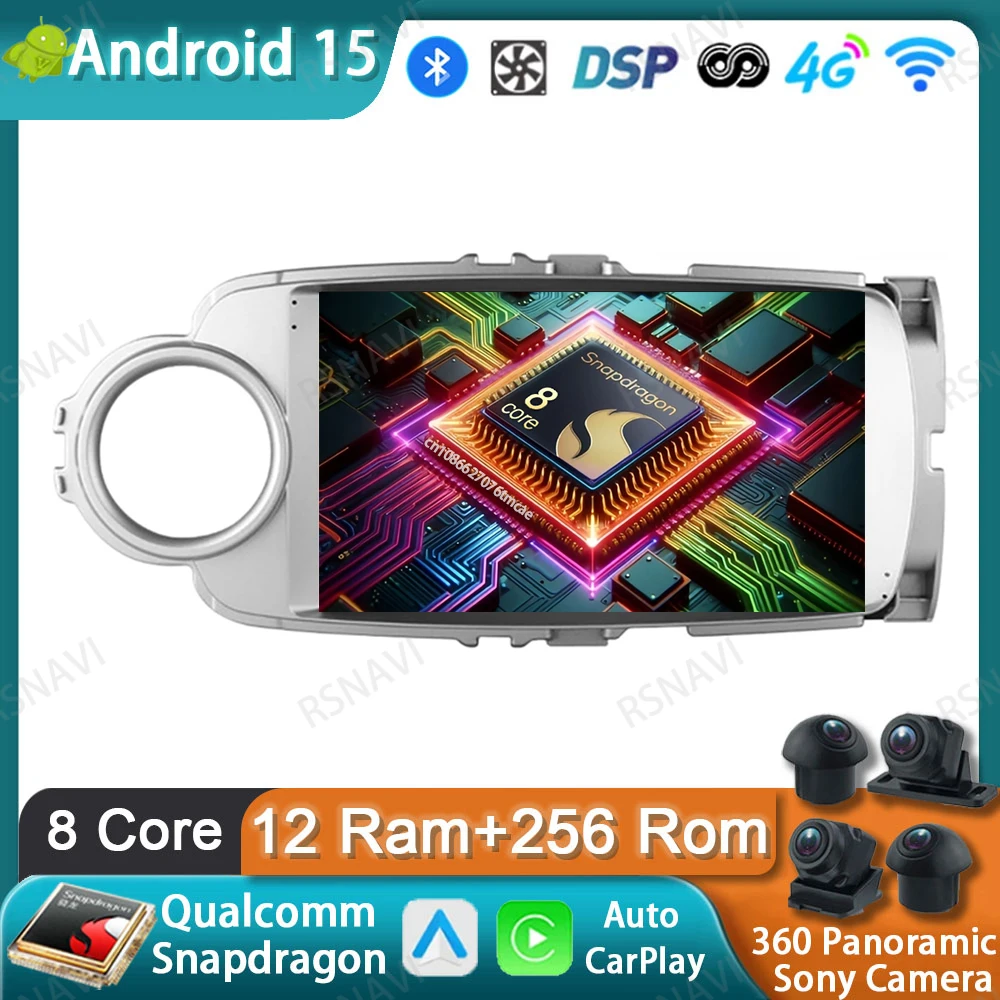 

Car Radio Android 15 For Toyota Yaris 2012 2013 2014 2015 2016 2017 Viedo Player QLED 5G WIFI BT GPS DSP Stereo DVD Qualcomm