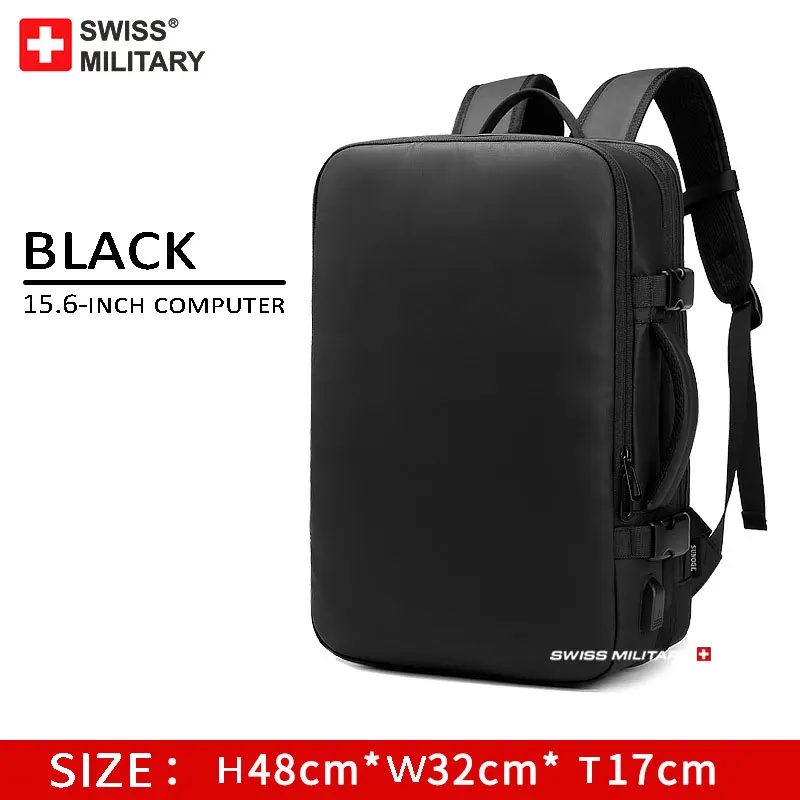 SWISS MILITARY Simple Large Capacity Male Bag Fashion Travel Usb Charging Waterproof 15.6 inch Laptop Backpack Men Mochila