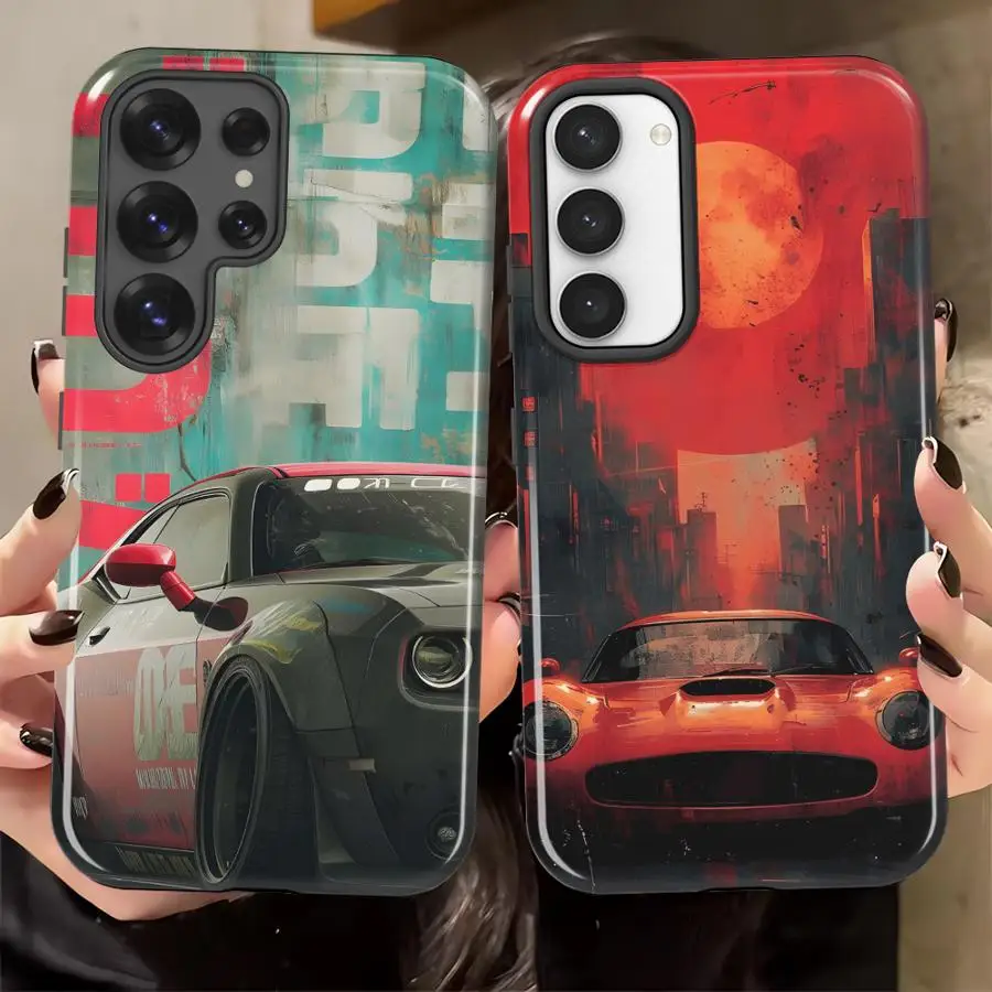 Vintage Car Art Phone Case for Samsung Galaxy S26 Ultra A26 S20 FE A56 A16 A36 S25Ultra S23 S24 Ultra Soft Cover Capa