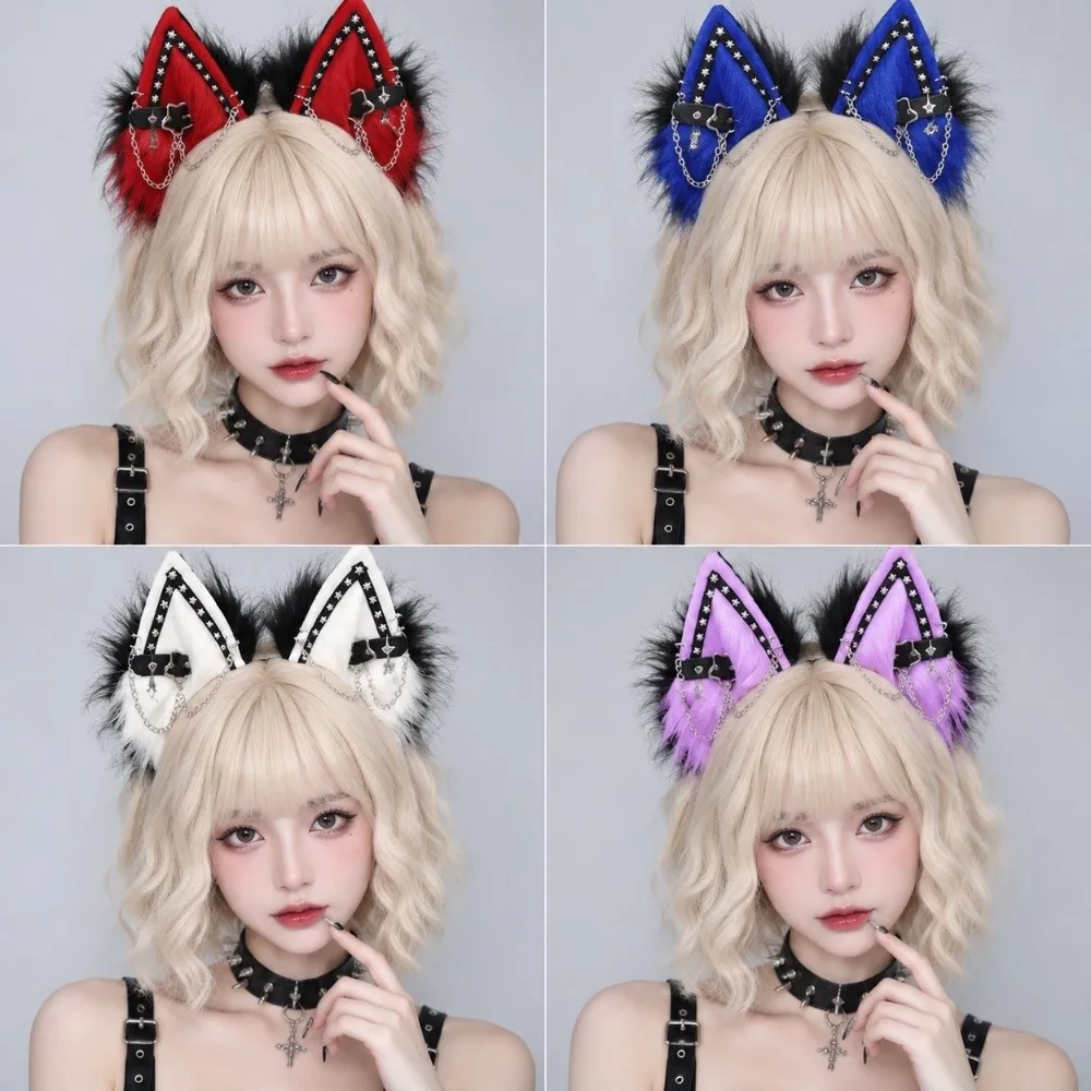 Party Costume Prop Animal Cat Ears Headband Artificial Y2K Gothic Headband Hair Accessories Reusable Hair Accessories Children 3