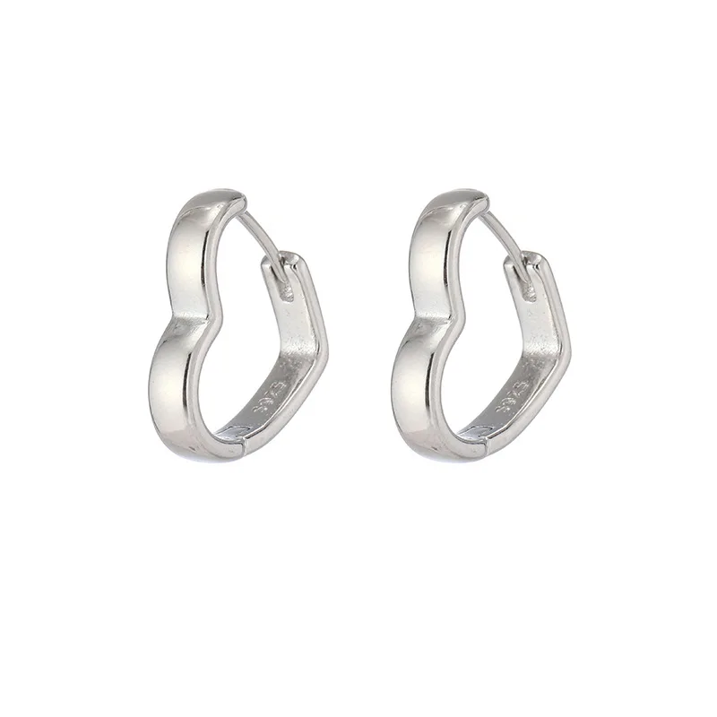 925 Sterling Silber Herz-Ohrringe für Frauen, Schlichte Elegante Hochzeitsschmuck-Accessoires – Detail 6