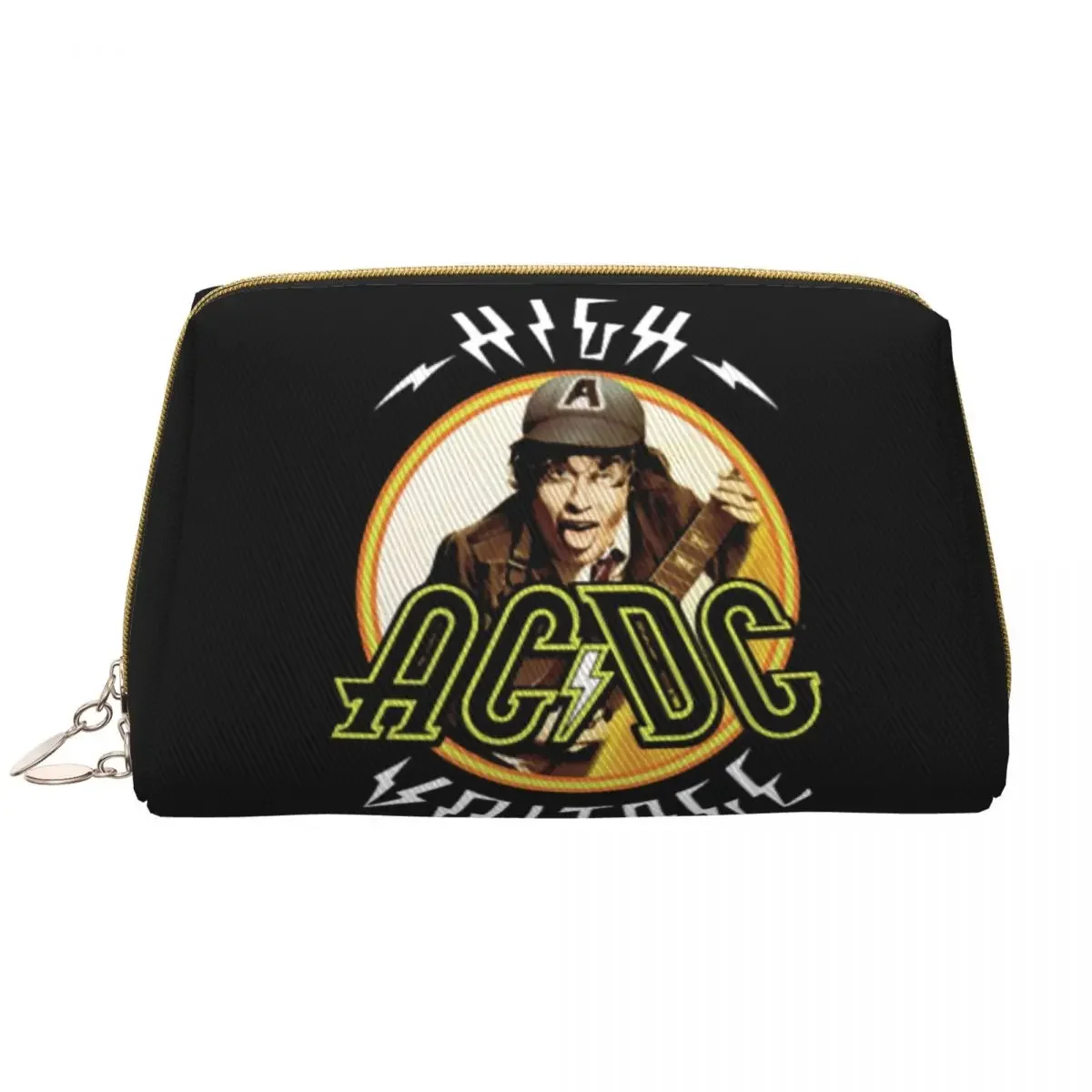 

AC DC Rock And Roll Band Toiletry Bag Cute Australian Heavy Metal Music Makeup Cosmetic Organizer Beauty Storage Dopp Kit Box