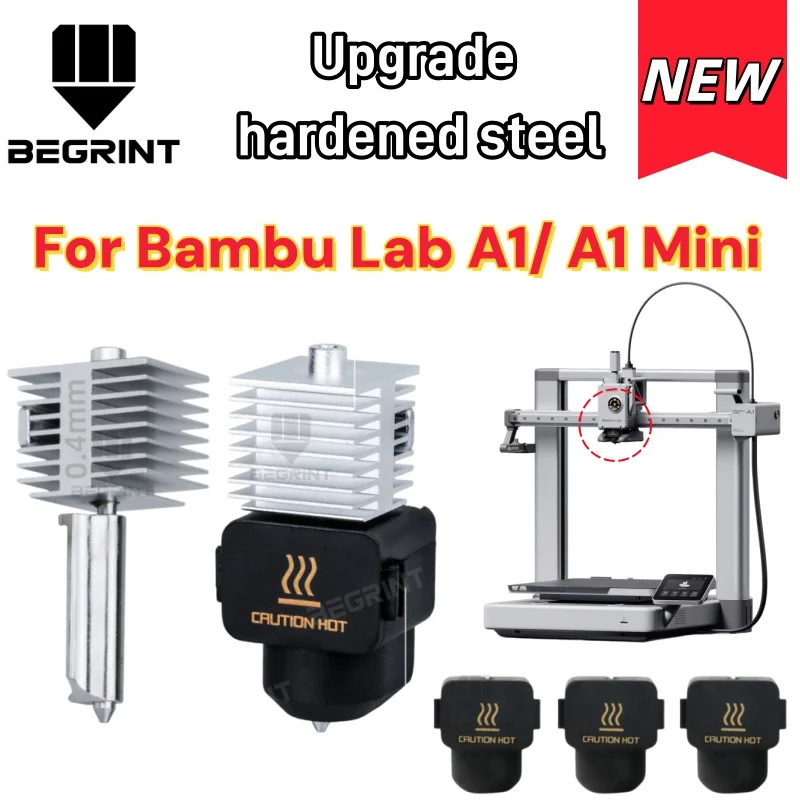 350 ℃   Hochtemperatur-Gehärteter Stahl Hotend für Bambu Lab A2L/A1/A1 Mini Integrierte Düsenbaugruppe 3D-Drucker Zubehör