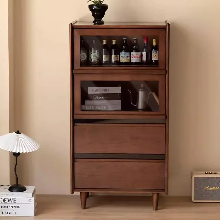 خزانة جانبية للأريكة من الخشب الصلب، خزانة غرفة المعيشة، خزانة جانبية للتلفزيون، خزانة كتب على الحائط #3