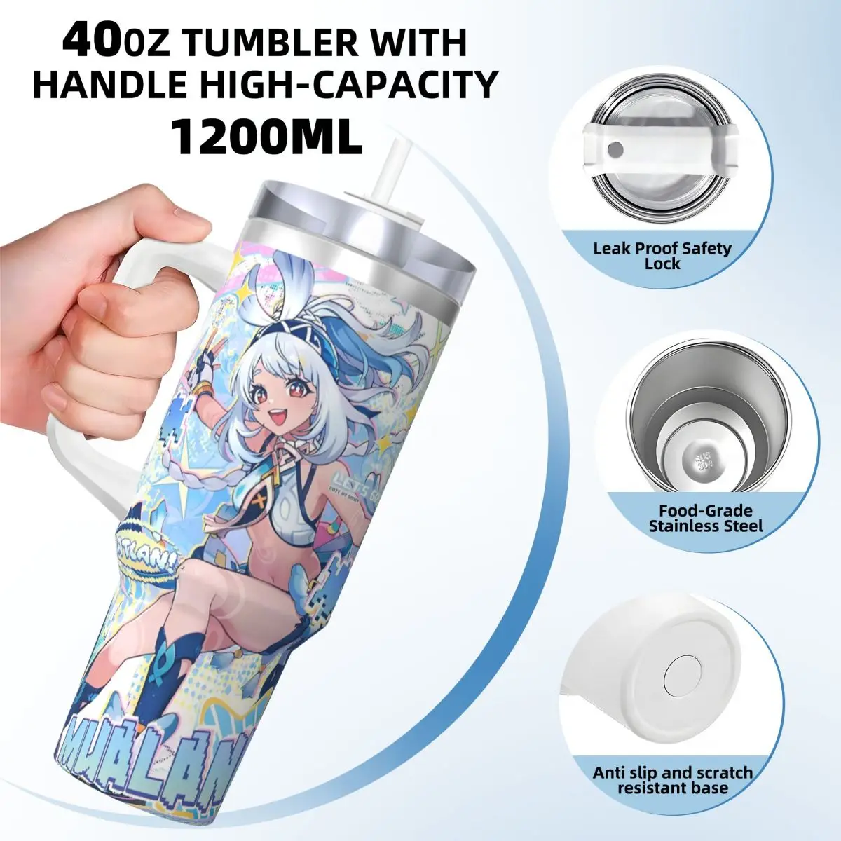 Anime Game Genshin Impact Stainless Steel Tumbler Travel Car Mug Thermal Mug Insulated Cold Drink Milk Tea Water Bottle