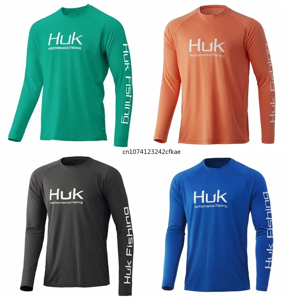 HUK Fishing Shirts Uv Protection Long Sleeve Tops Outdoor Summer UPF 50+ Sports Performance Jersey Breathable Fishing Clothing