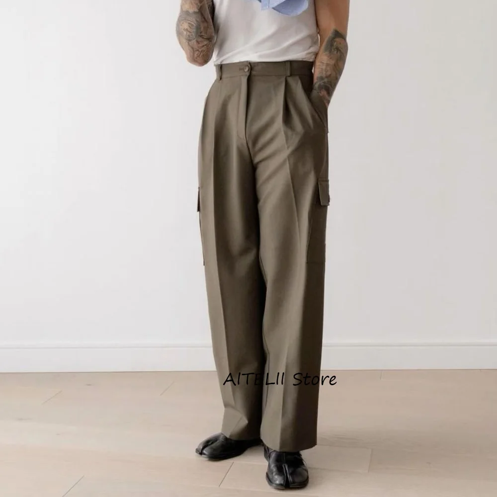 

Polyester Casual Pants for Man Straight Leg Classic Men's Pants Solid Color Trousers Work Trouser Tailoring Clothing