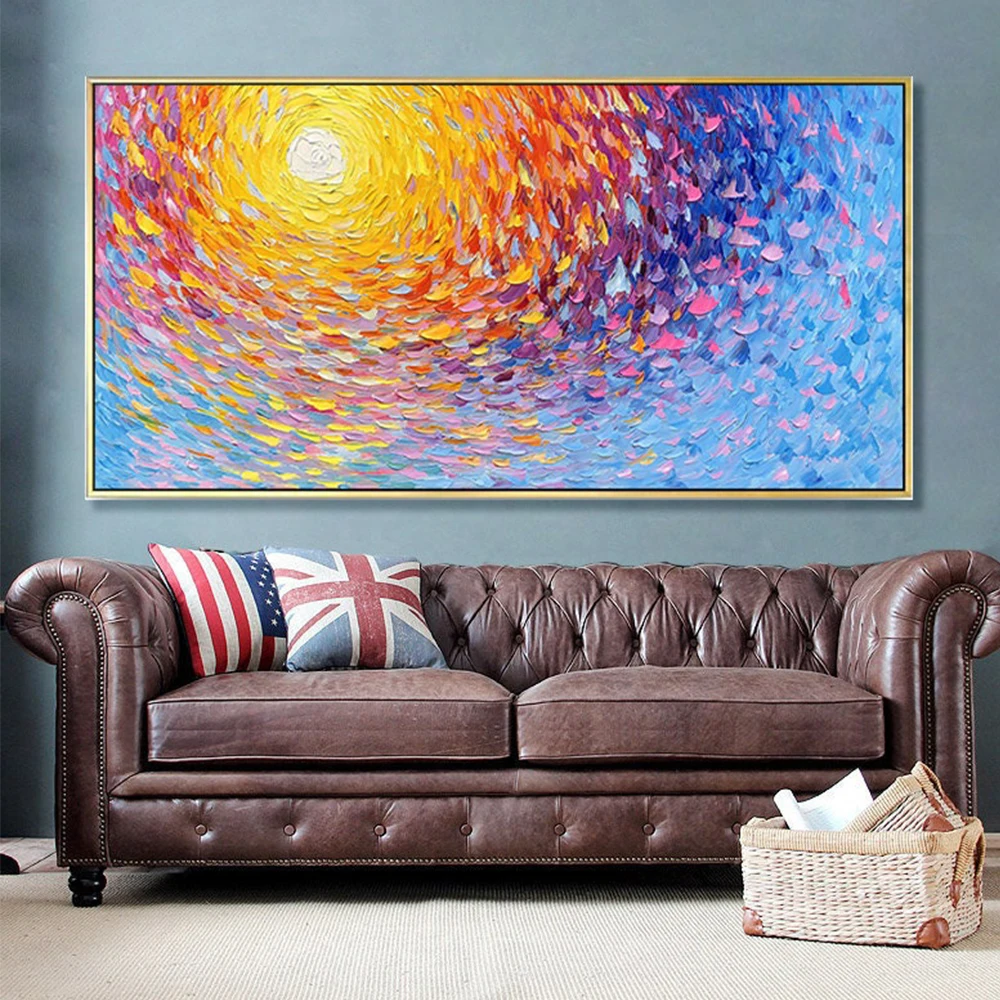 

Abstract Colorful Sun Halo Canvas Painting Modern Aesthetic Large Size Sunrise Posters Prints Boho Living Room Office Home Decor